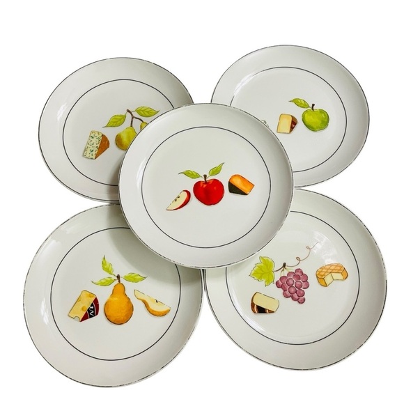 Crate & Barrel appetizer plates by Nancy Green Fruit Fromage sold as set of 5 - Picture 5 of 9
